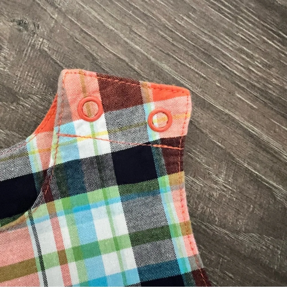 🍄 3/$15 Carter’s Romper Boys 18M Orange Plaid Beach Bum Surf Graphic Cotton
